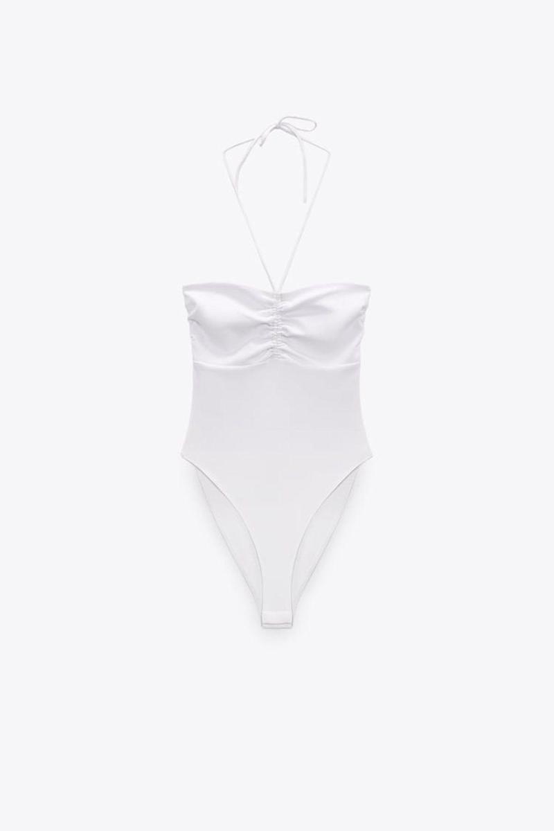 Body blanco con frunce de Zara