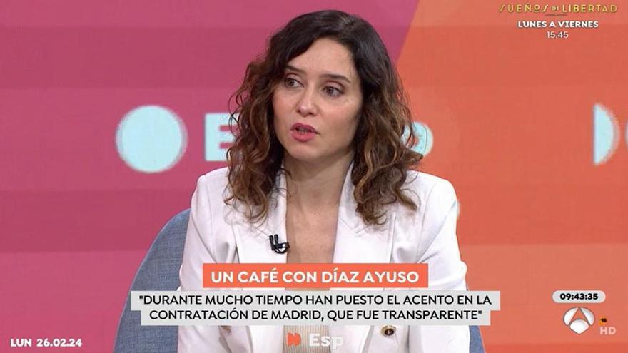 Ayuso carga contra Sánchez en su visita a &#039;Espejo Público&#039;: &quot;Está obsesionado conmigo&quot;