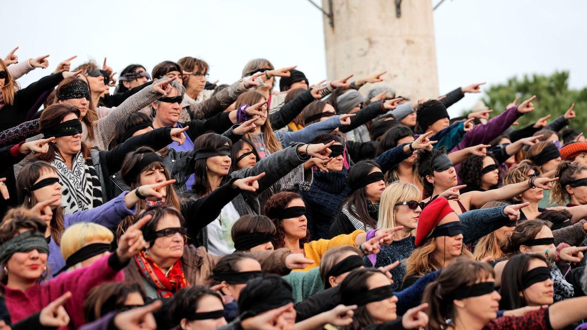 Acto contra la violencia machista en València, el pasado 2019.