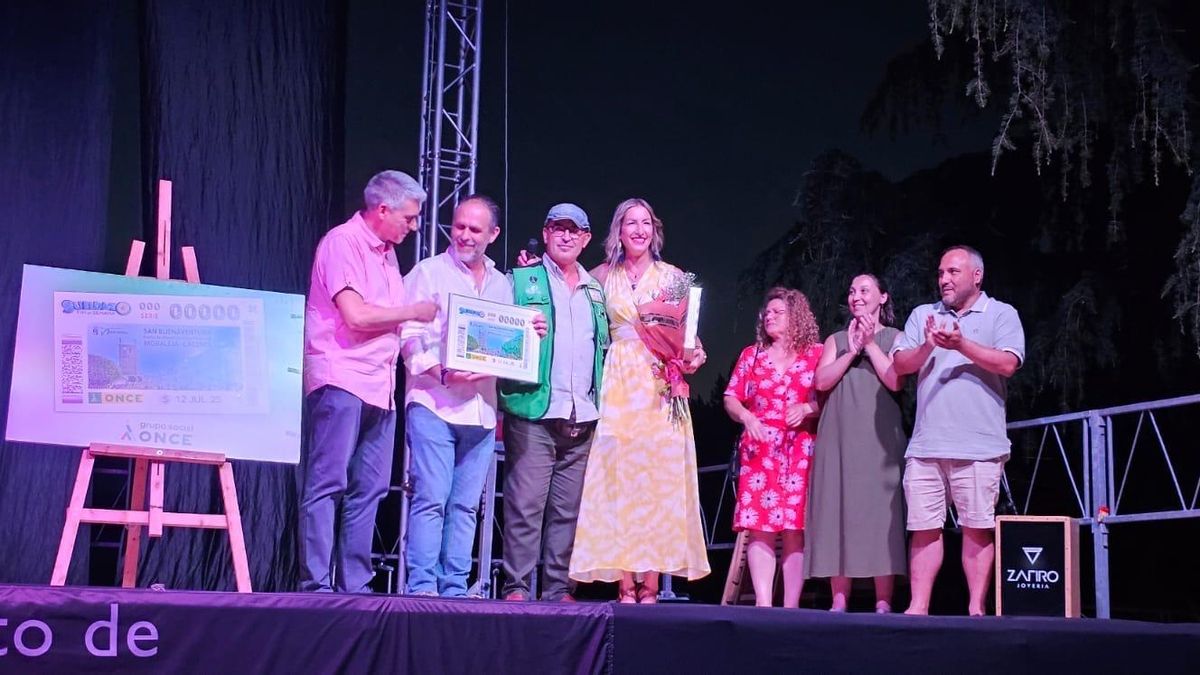 Presentación del cupón de la ONCE dedicado a la fiesta de San Buenaventura en Moraleja (Cáceres)