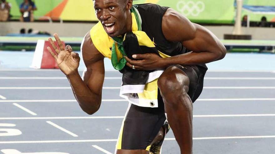 Bolt, tras ganar la medalla de oro en el 4x100 en los Juegos de Río.