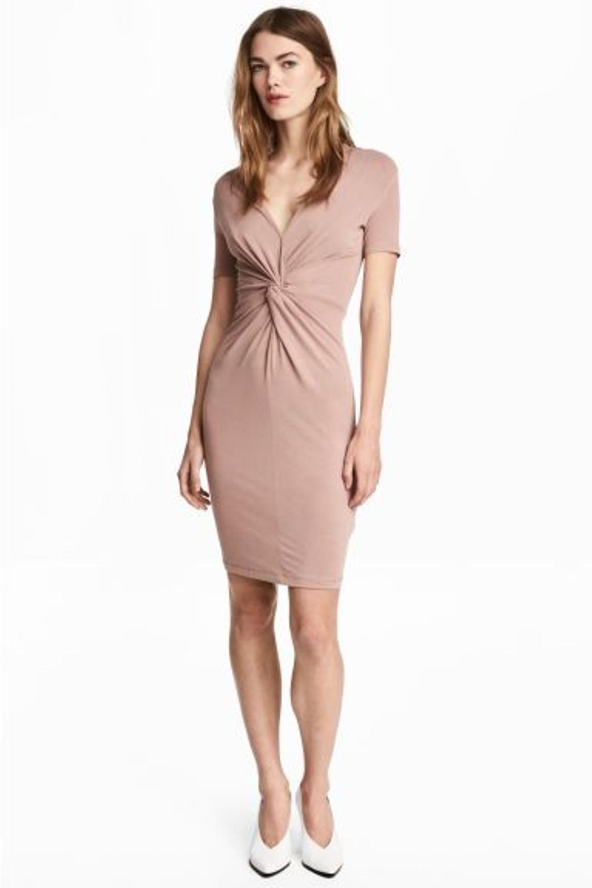Vestidos de manga corta para invitadas: con detalle anudado de H&M