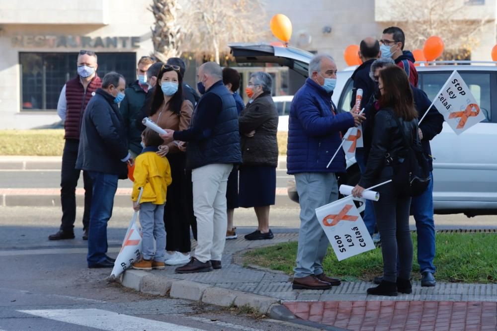 El centro de Murcia vuelve a llenarse de vehículos para protestar contra la Ley Celaá