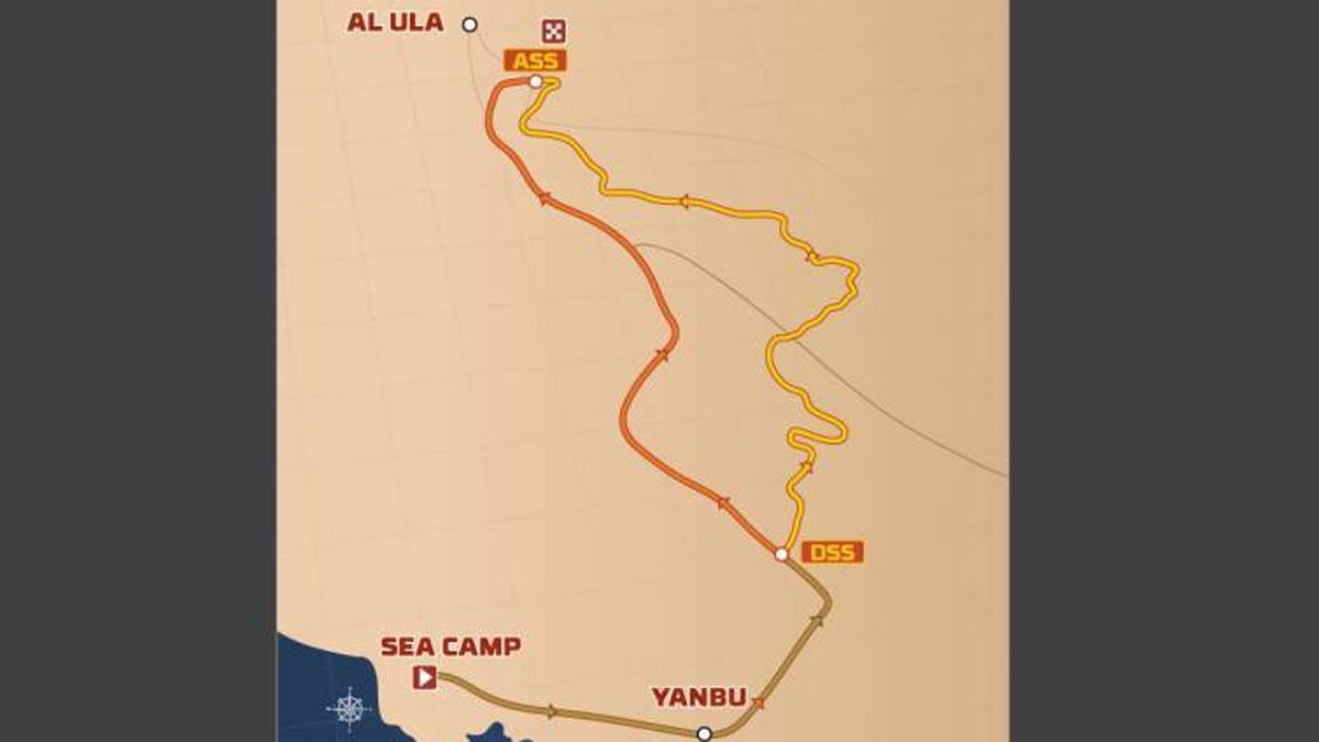 Recorrido de la segunda etapa del Rally Dakar 2023, con final en Al Ula