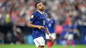 DALLAS (United States), 14/07/2026.- Kylian Mbappe of France gestures during the FIFA World Cup 2026 semifinals match France against Spain, in Dallas, Texas, USA, 14 July 2026. (Francia, España) EFE/EPA/ALBERT PENA