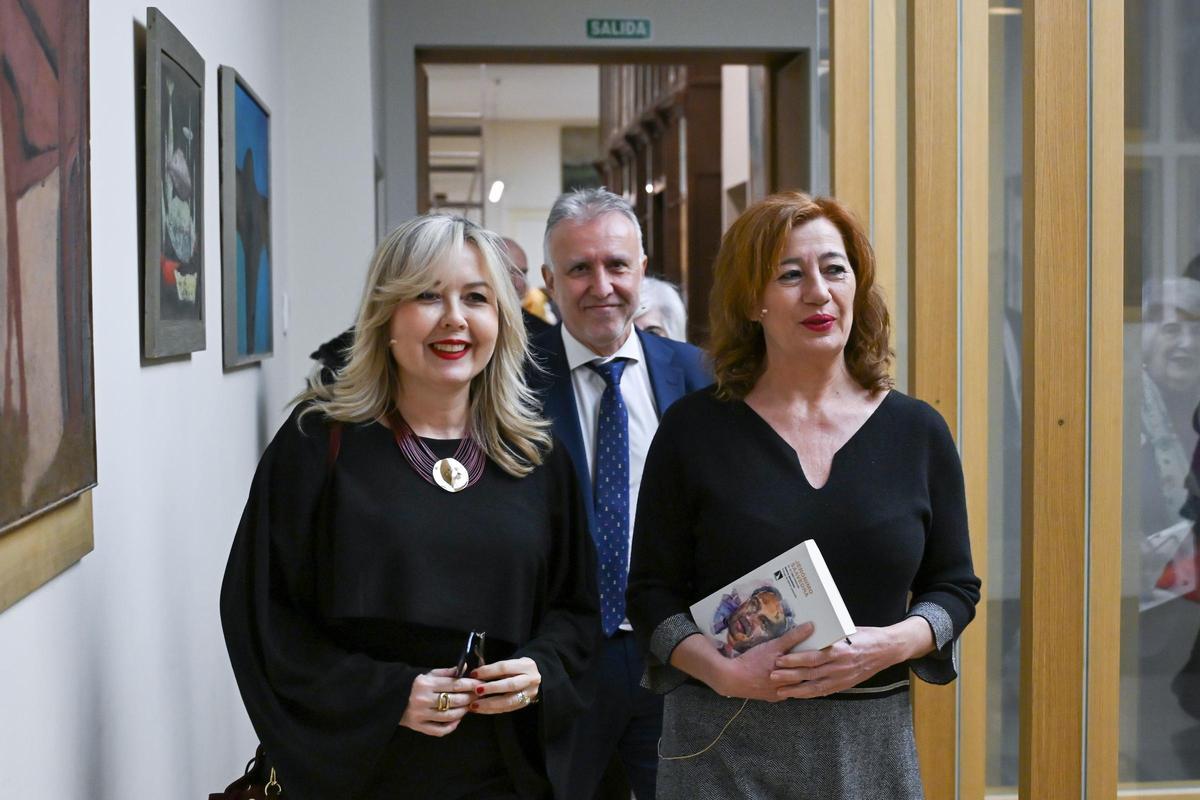 Por la izquierda, Marta Saavedra, Francina Armengol y Ángel Víctor Torres, este lunes en Madrid.