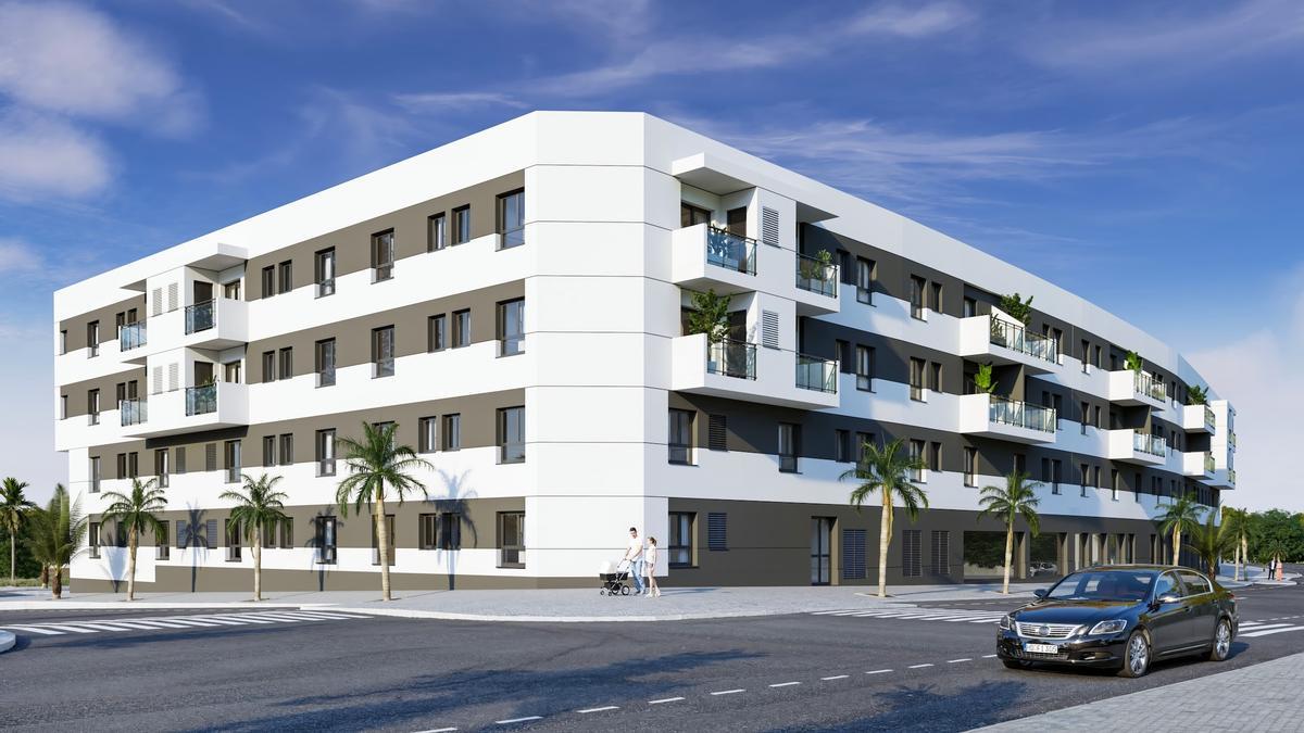 Infografía del futuro aspecto del proyecto residencial Minova en Vecindario.