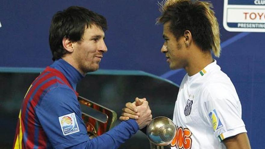 Neymar, con Messi en la Copa Intercontinental de 2011.