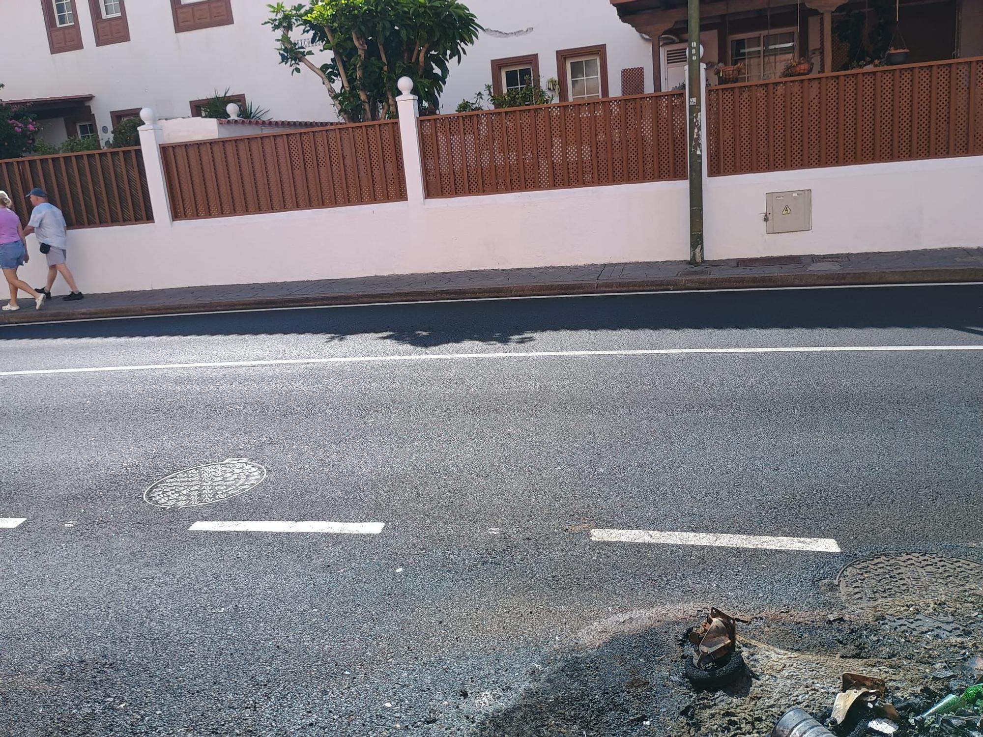 Incidentes vandálicos en Caletillas: quema de contenedores y un vehículo