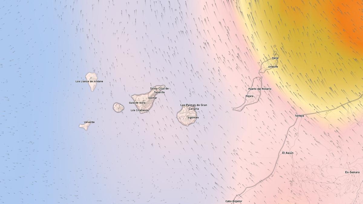 Mapa de calima para el miércoles