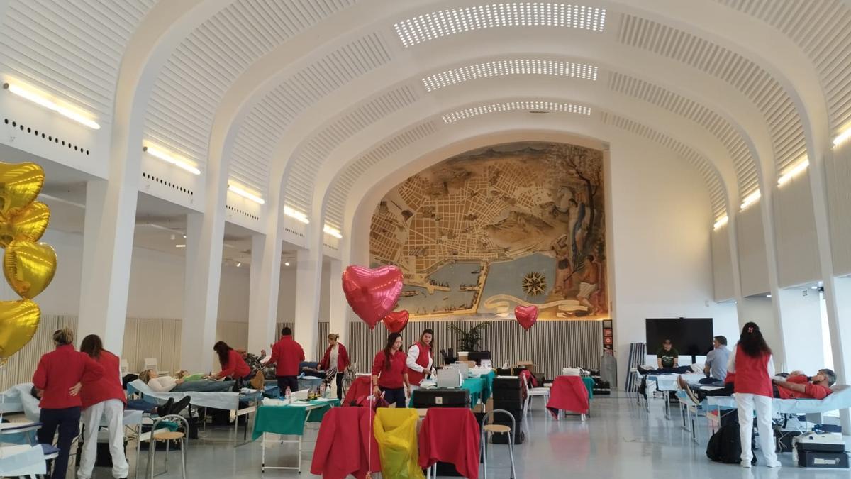 El Espacio Séneca este lunes durante la maratón de donación de sangre
