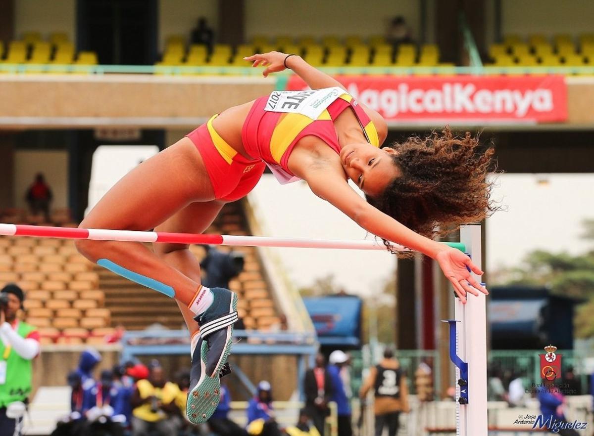 María Vicente, en la prova de salt d’alçada del Mundial juvenil d’atletisme a Nairobi.