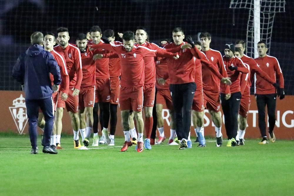 Primer entrenamiento de Baraja con el Sporting