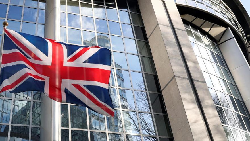 La bandera del Reino Unido, en la Eurocámara de Bruselas.