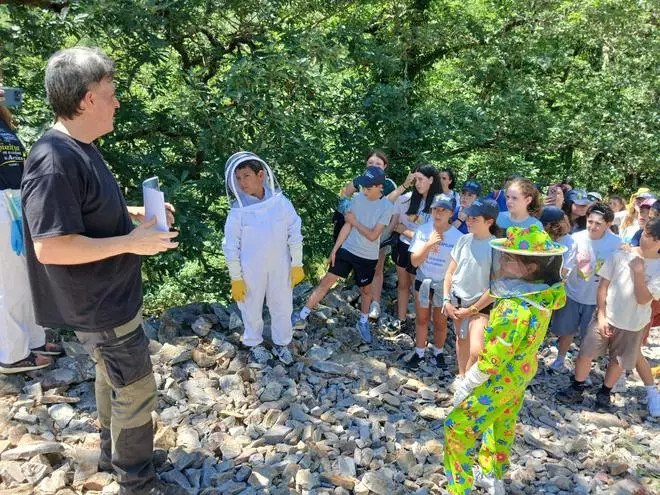 En imágenes: Una treintena de alumnos de Castropol, Boal y los Oscos descubren la apicultura tradicional en Ibias