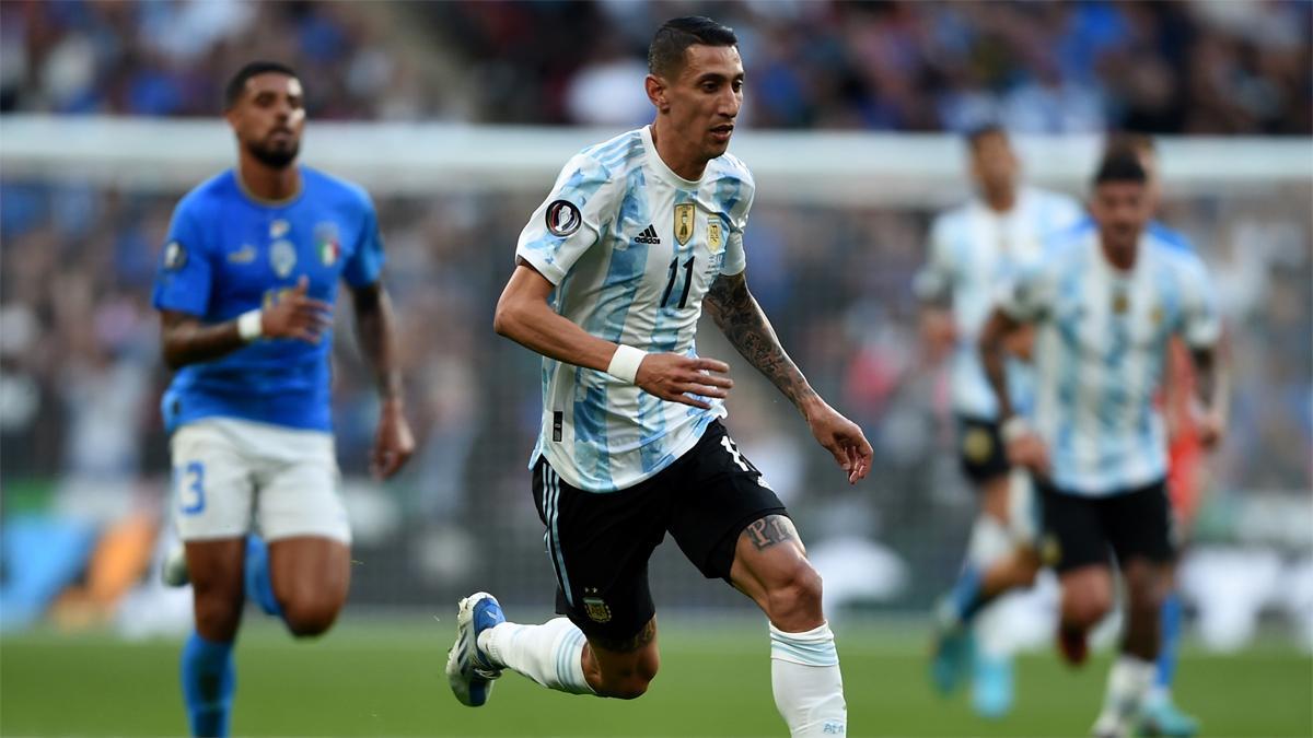 Ángel Di María, en el partido de la selección Argentina ante Italia de la Finalissima