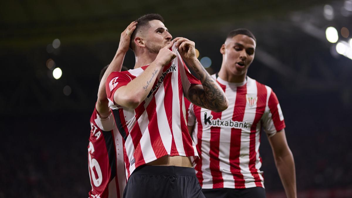 Sancet celebra uno de sus goles ante el Rayo.