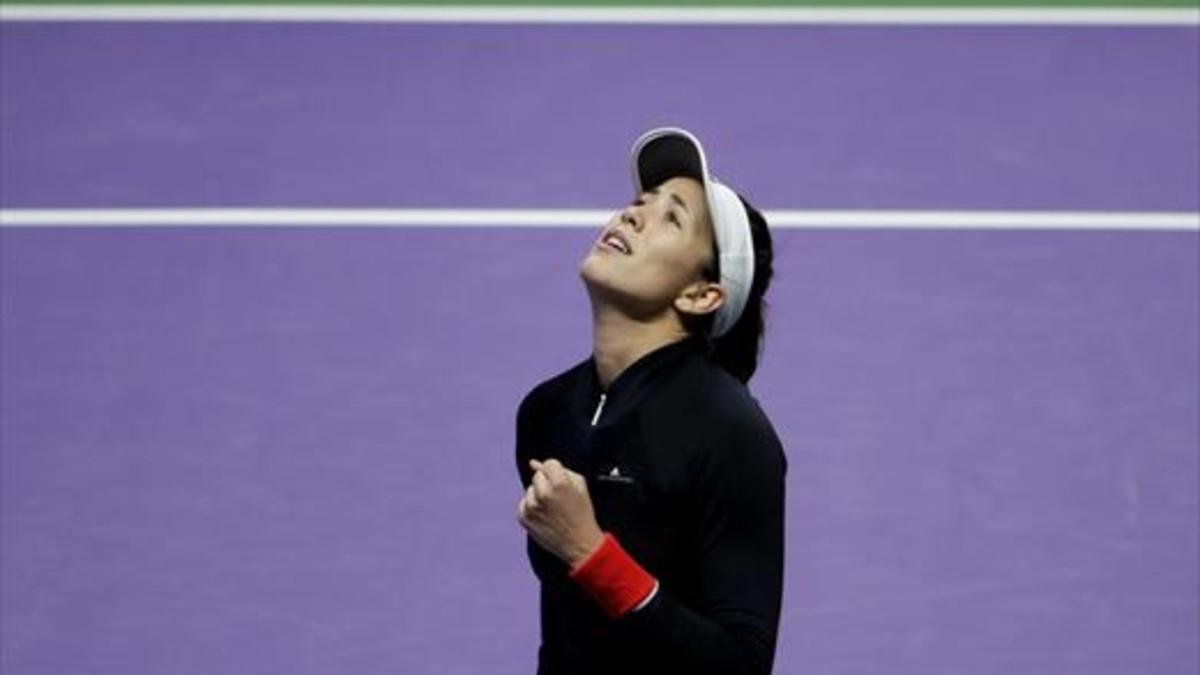 Garbiñe Muguruza, ayer.