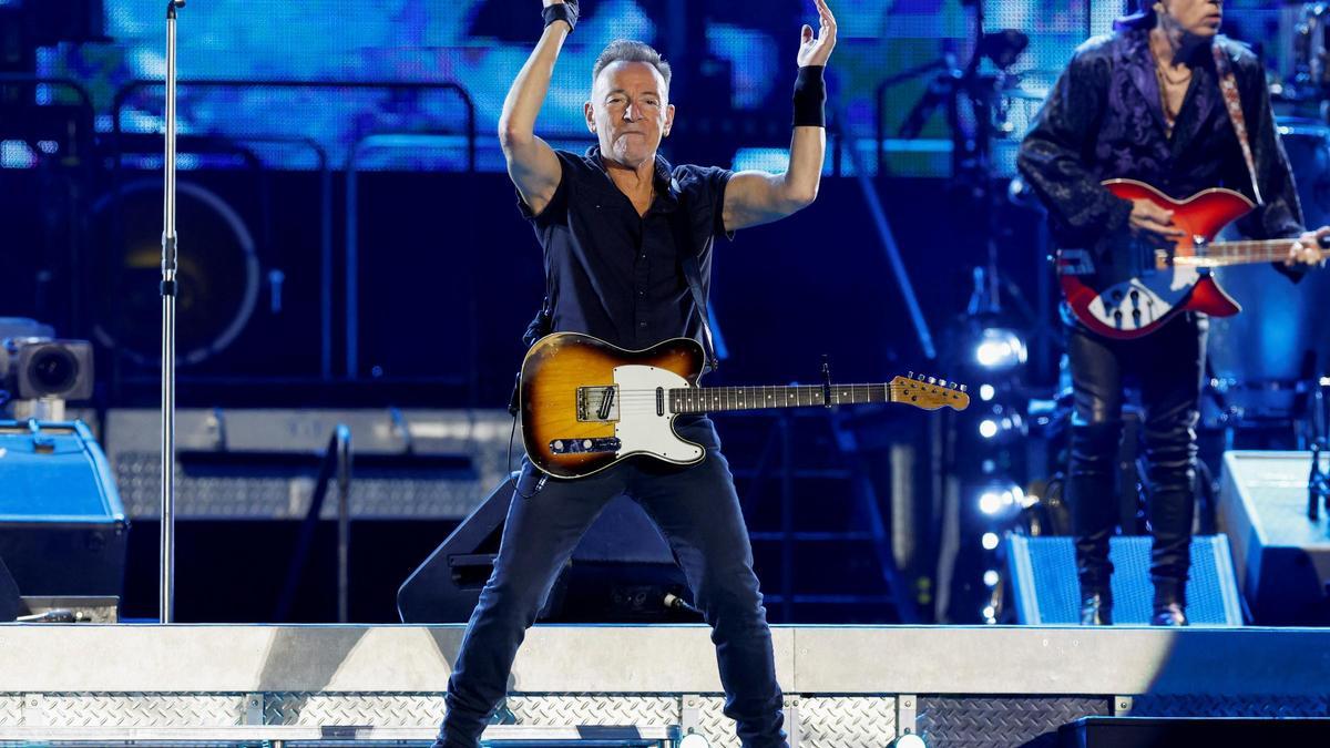 El músico estadounidense Bruce Springsteen durante el concierto que ofreció en Barcelona el pasado mes de abril.