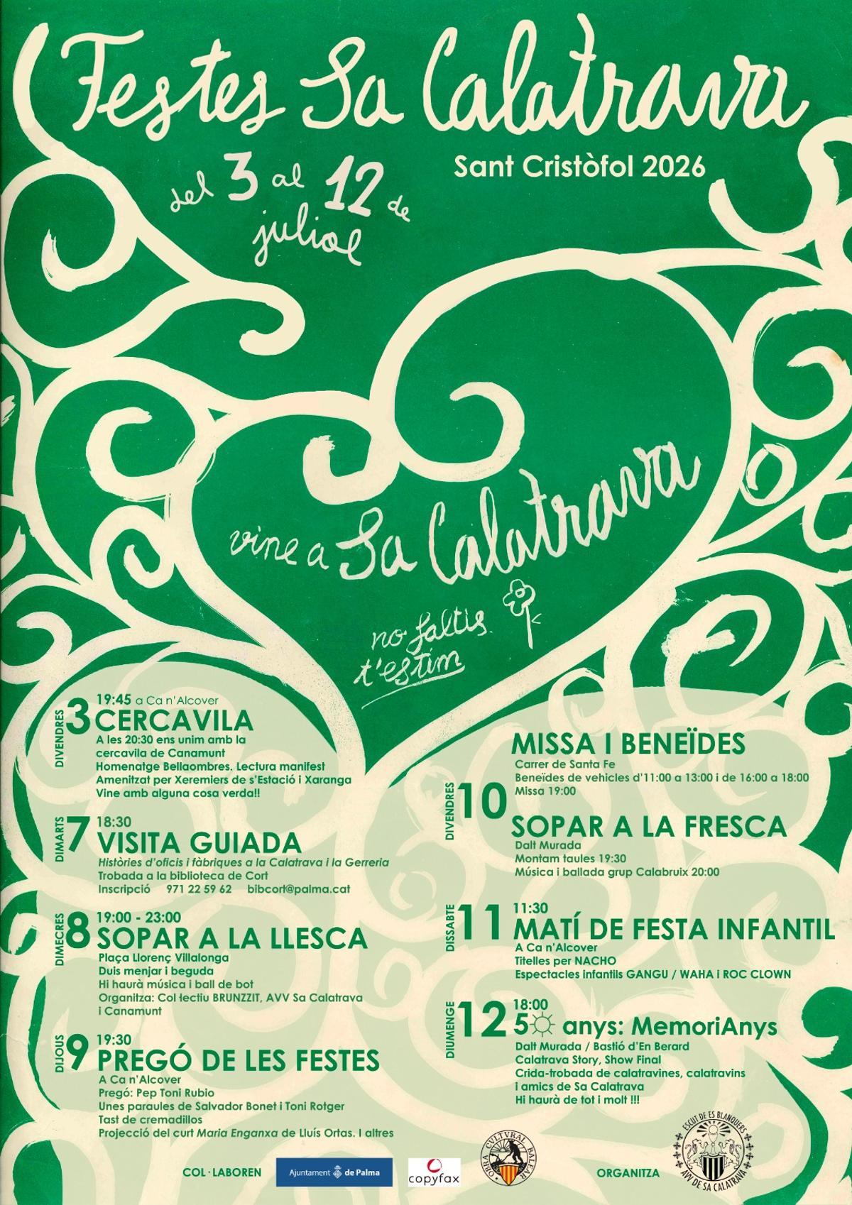 Cartel de las fiestas de la Calatrava que empiezan este viernes.