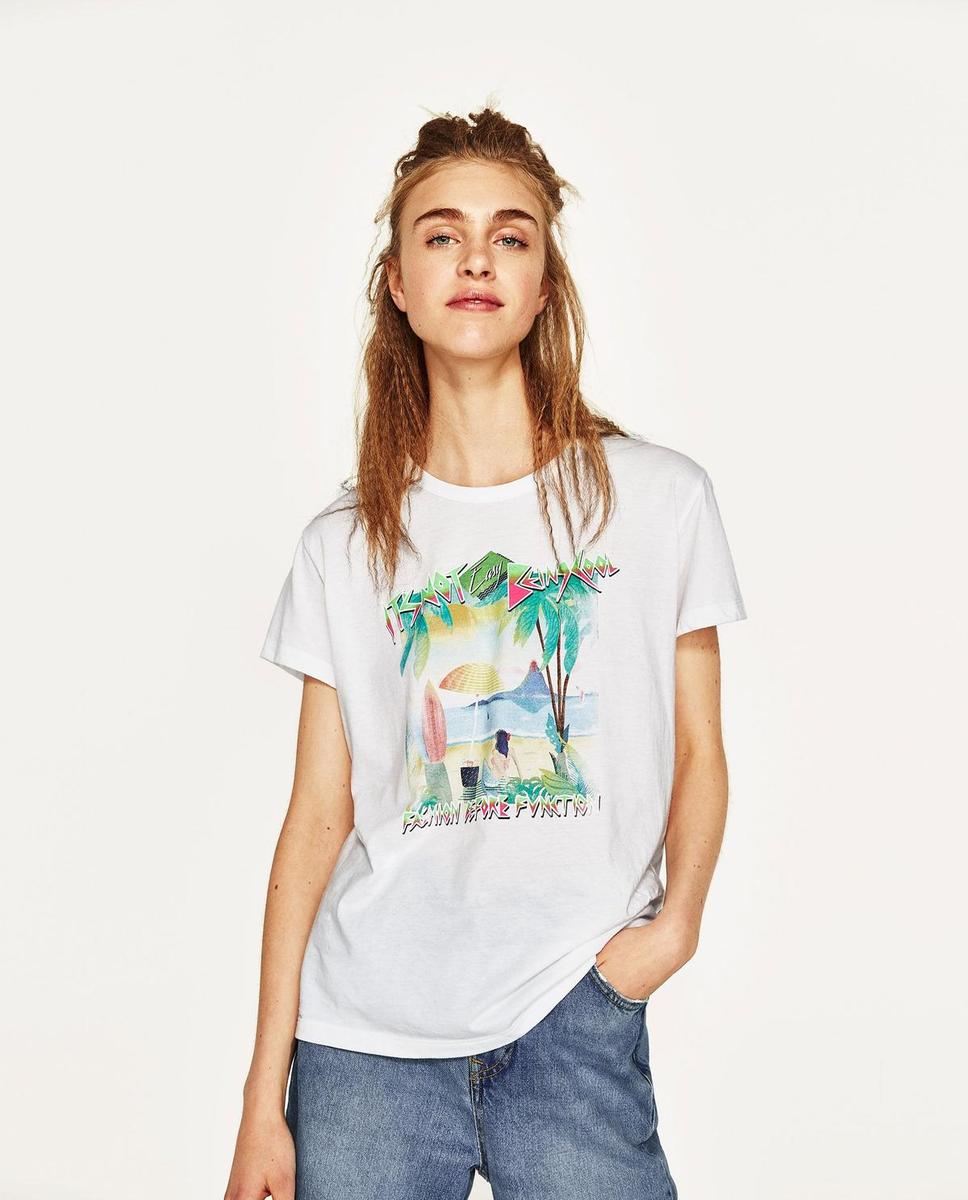 Camiseta manga corta estampada, Zara