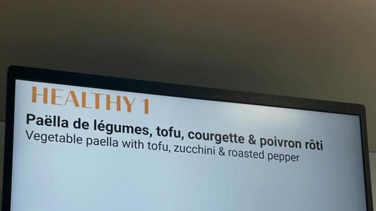 Imagen del menú del Parlamento Europeo en Estrasburgo esta semana
