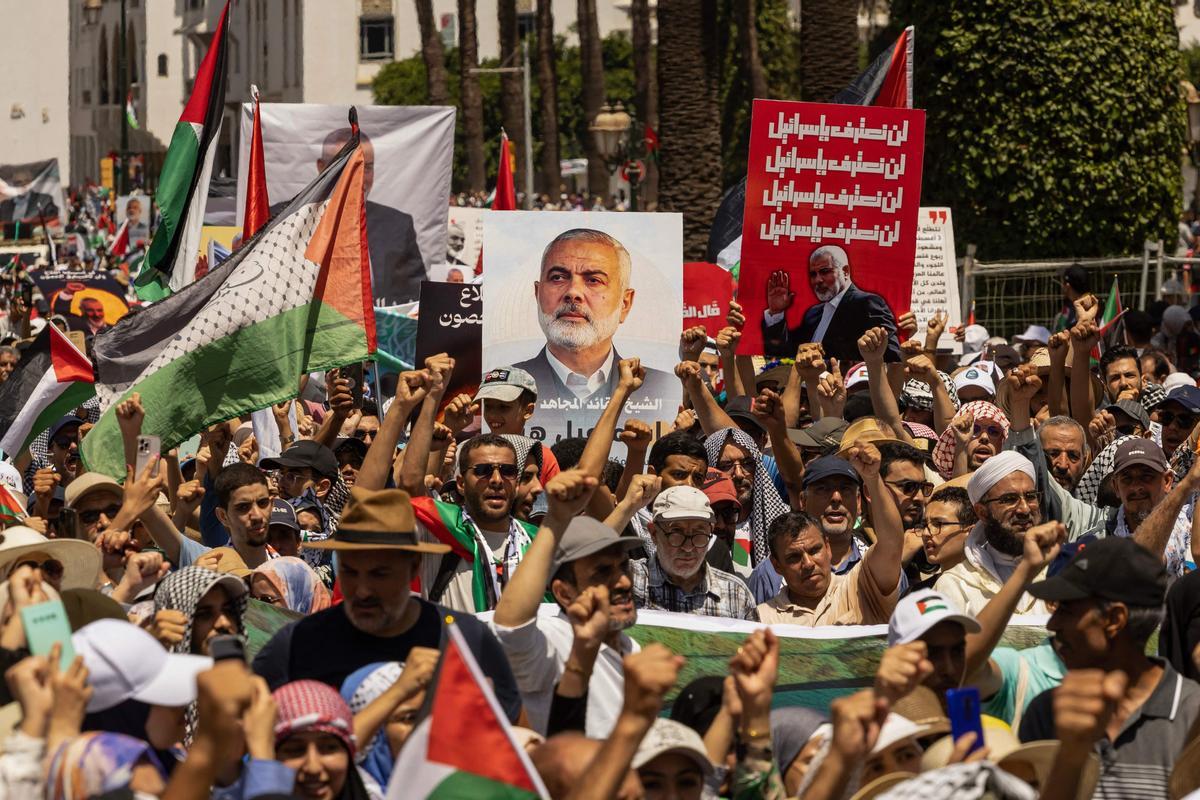 Rabat sale a la calle en apoyo del líder de Hamas asesinado por Israel