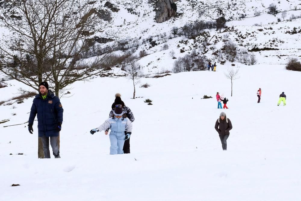 Nieve en la zona de Viapará, en Riosa