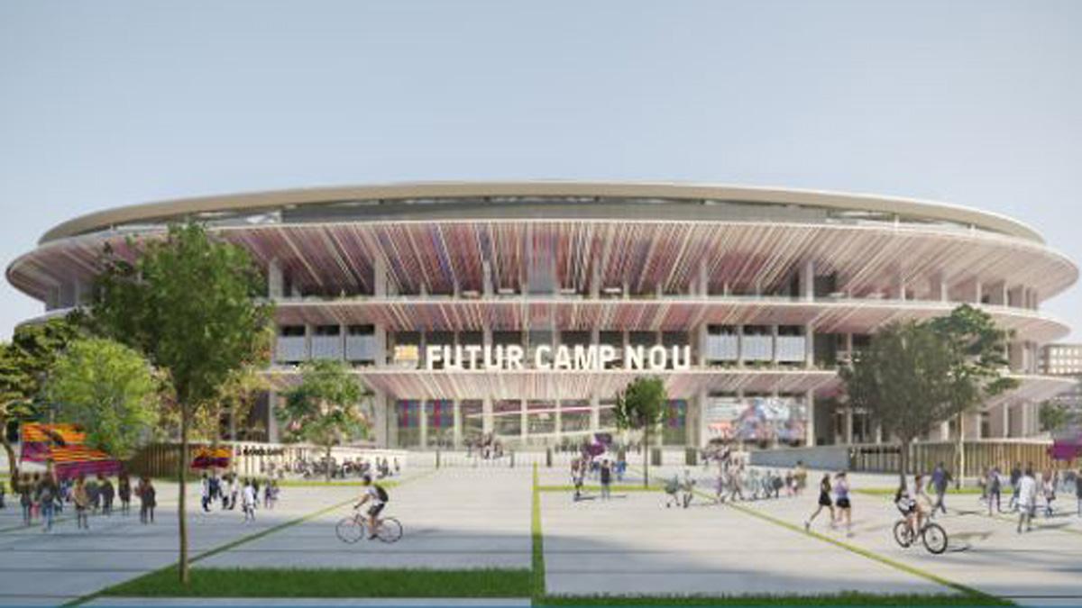 Recreación virtual de la fachada principal del proyecto del Nou Camp Nou