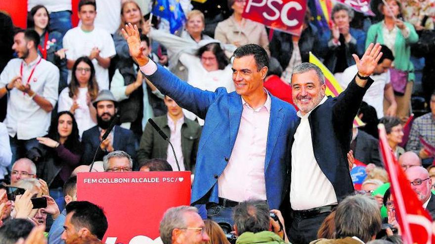 Pedro Sánchez al costat de Jaume Collboni durant la campanya electoral de les municipals del 2019 | FERRAN NADEU