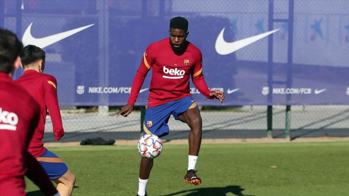 Umtiti, durante un entrenamiento