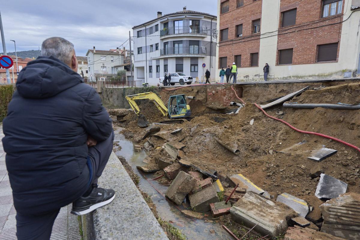 20260202 L'esfondrament parcial del carrer Pla de la Coma a Anglès,