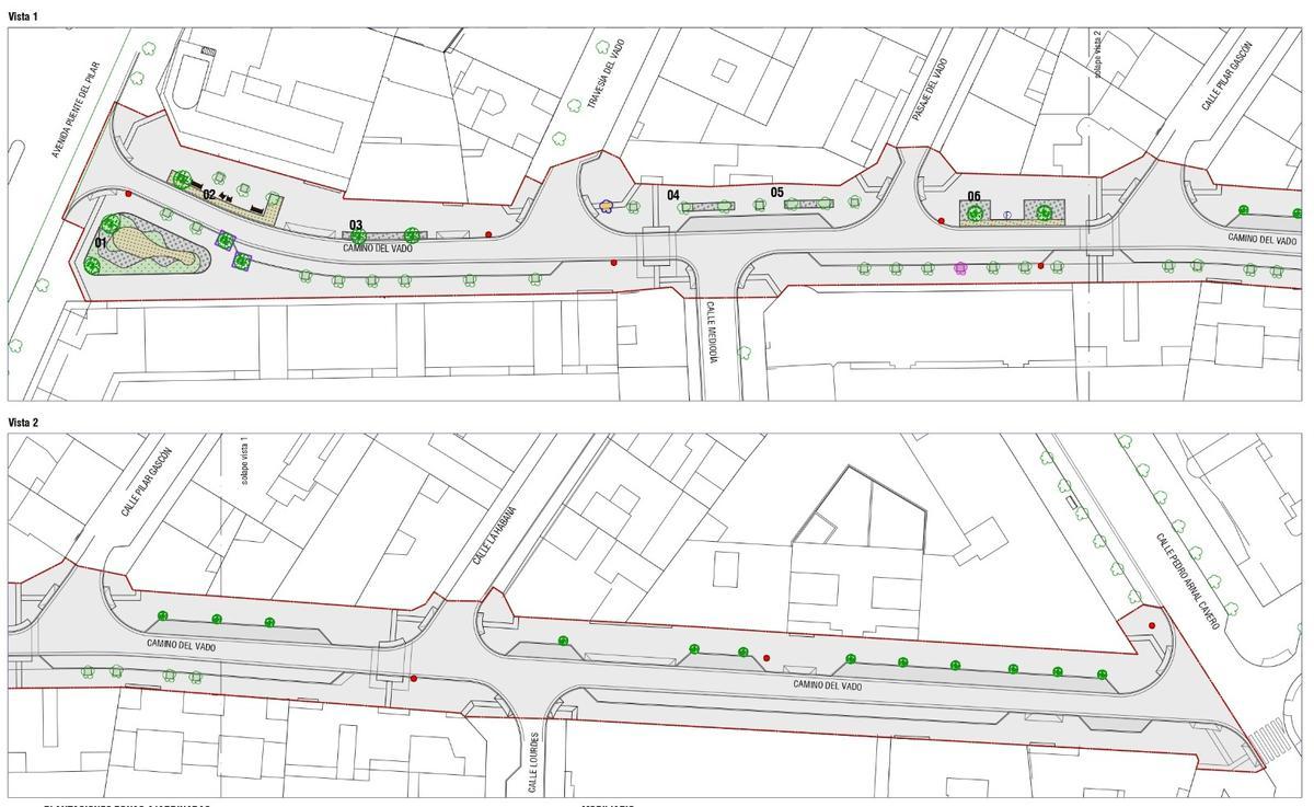 Infografía de la reforma y la zona sobre la que se actuará en el Camino del Vado.