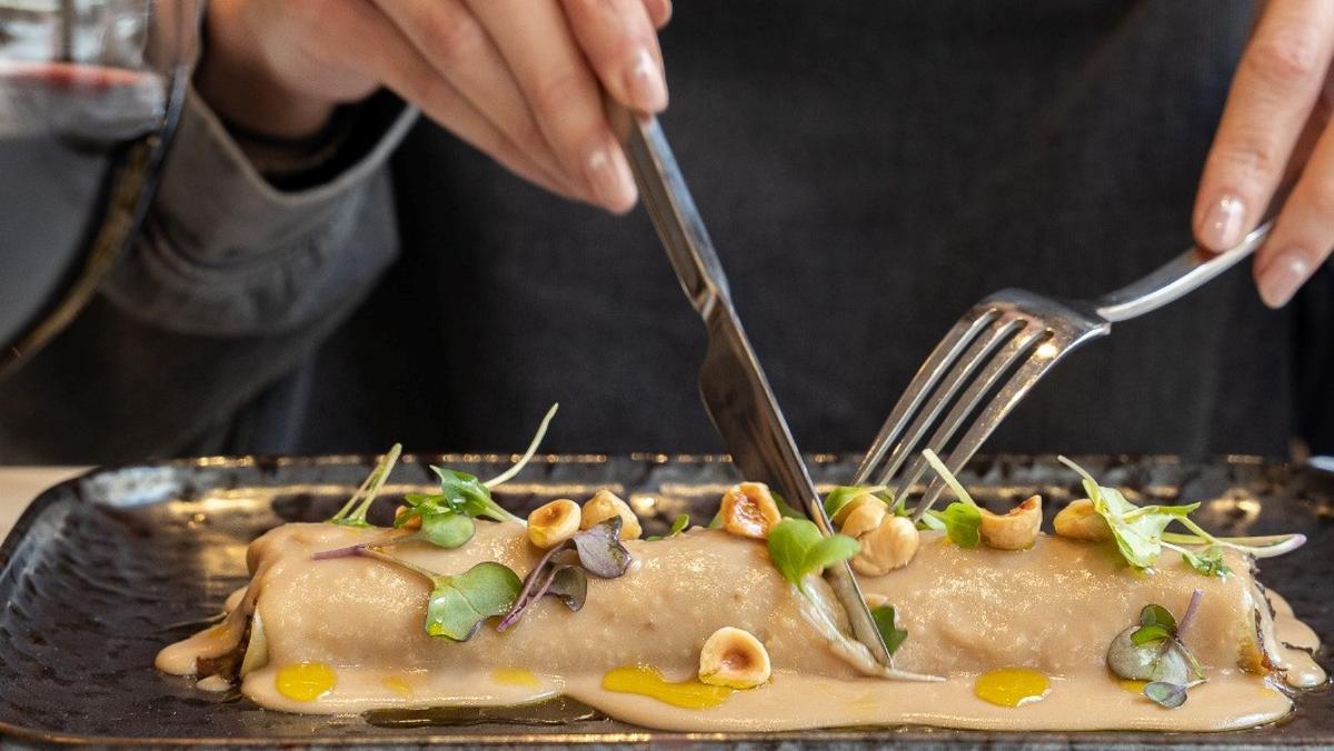 Uno de los canelones del menú del restaurante Les Finestres de Llúria.