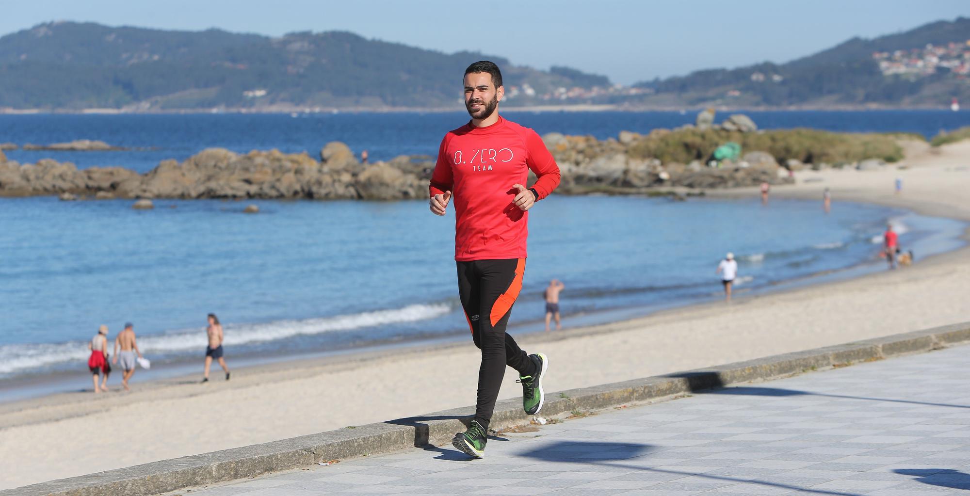 Antón Gamallo, durante un entrenamiento en Samil.