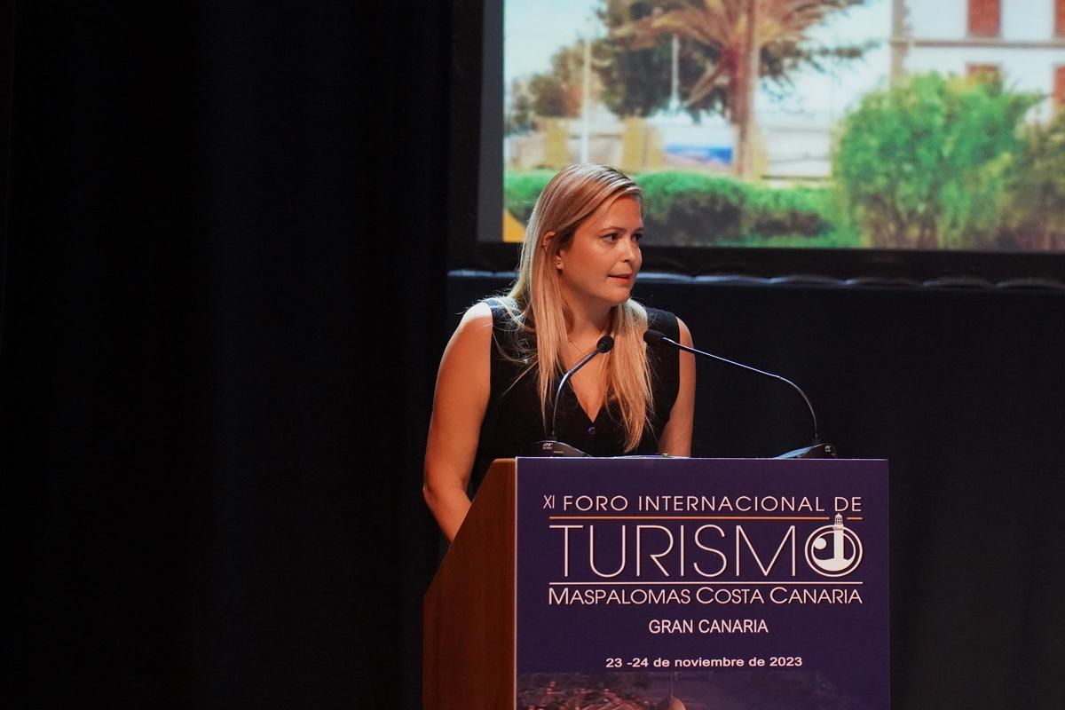 Yilenia Vega en la clausura del Foro Turismo Maspalomas 2023.