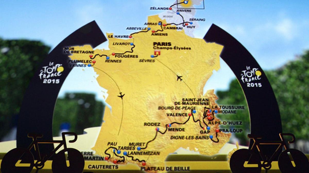 Una imagen con el recorrido inicial del Tour de Francia 2015