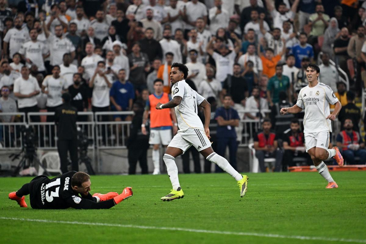 Rodrygo, en el 0-2 del Real Madrid al Atlético en la semifinal de la Supercopa.