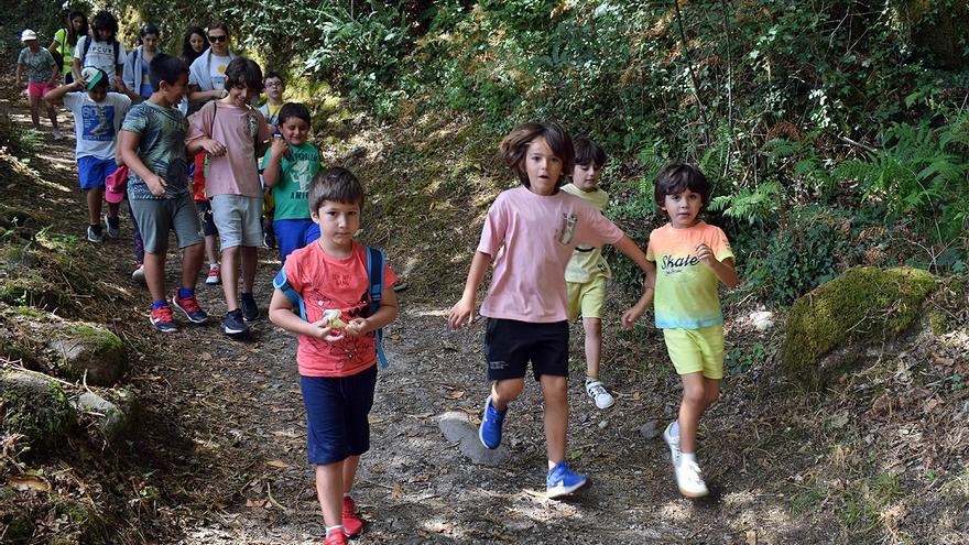 Los niños de la escuela de verano, en el Camiño Portugués.