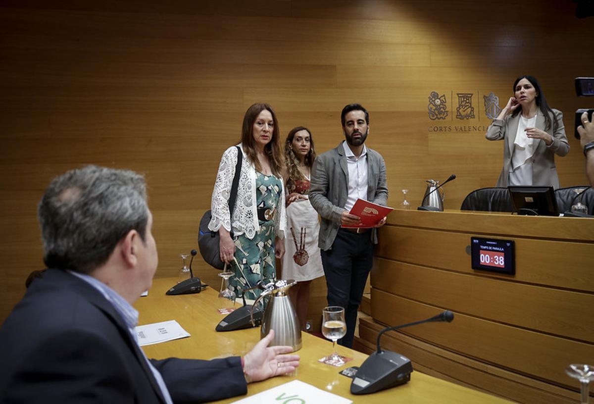 Los portavoces del PSPV, en la comisión de investigación de la dana, imagen de archivo.