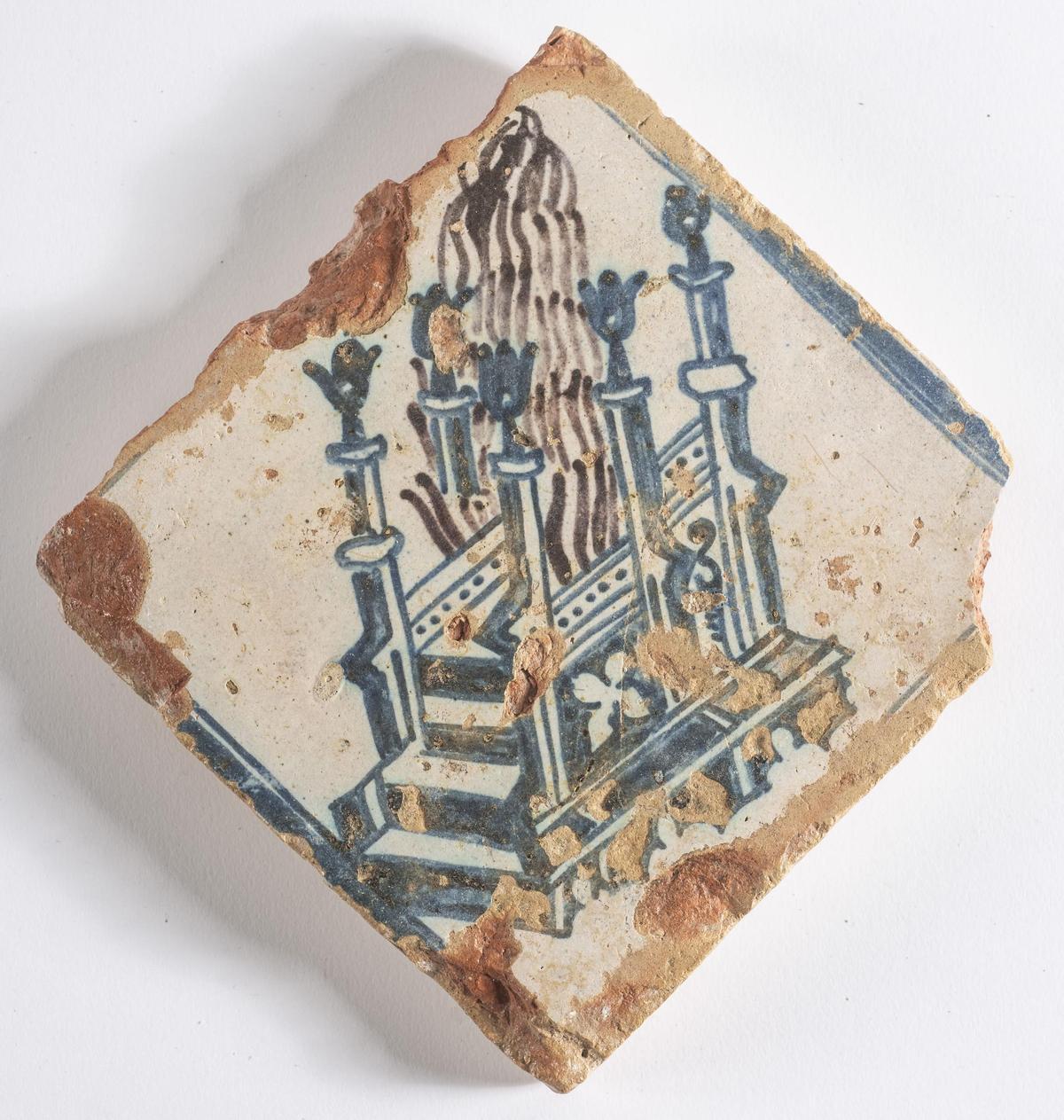 Rajola del desaparecido Palau del Real para el futuro museo del Santo Cáliz.