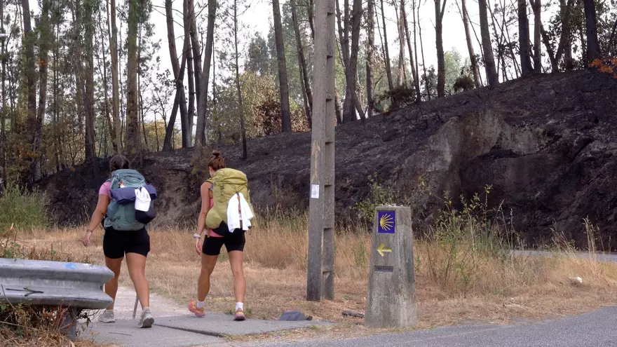 Reactivado por segunda vez el incendio en el Camino a su entrada en Santiago