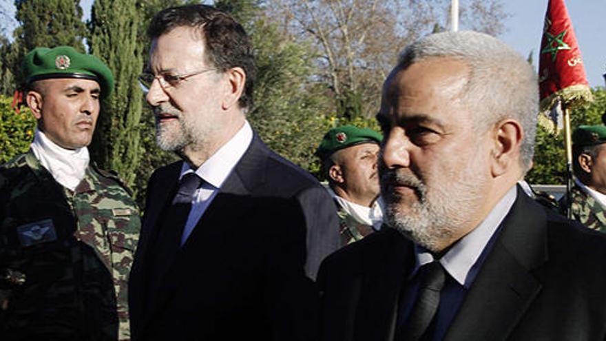 Mariano Rajoy,  junto al presidente del Gobierno de Marruecos, Abdelilah Benrikane, este miércoles.