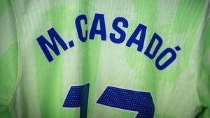 La camiseta de Marc Casadó en el vestuario de Son Moix antes del Mallorca-Barça.