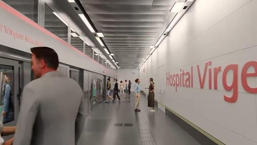 Recreación de la tercera planta de la estación de metro del Hospital Virgen Macarena