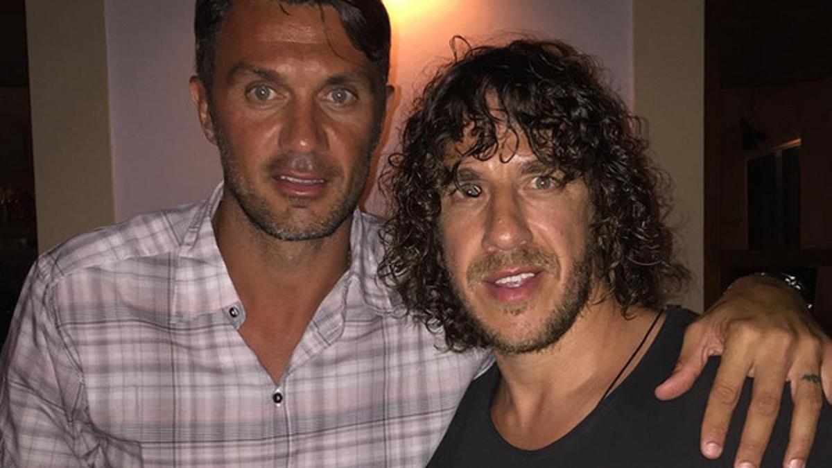 Carles Puyol, en Ibiza con Maldini