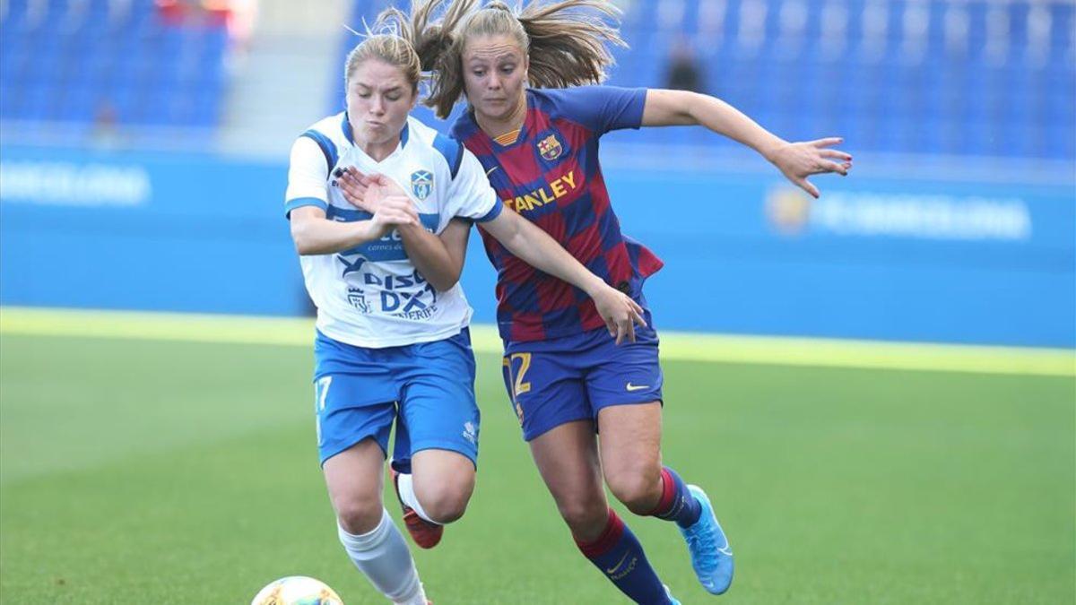 Acción de juego del Barça Femenino-Granadilla Tenerife de este curso