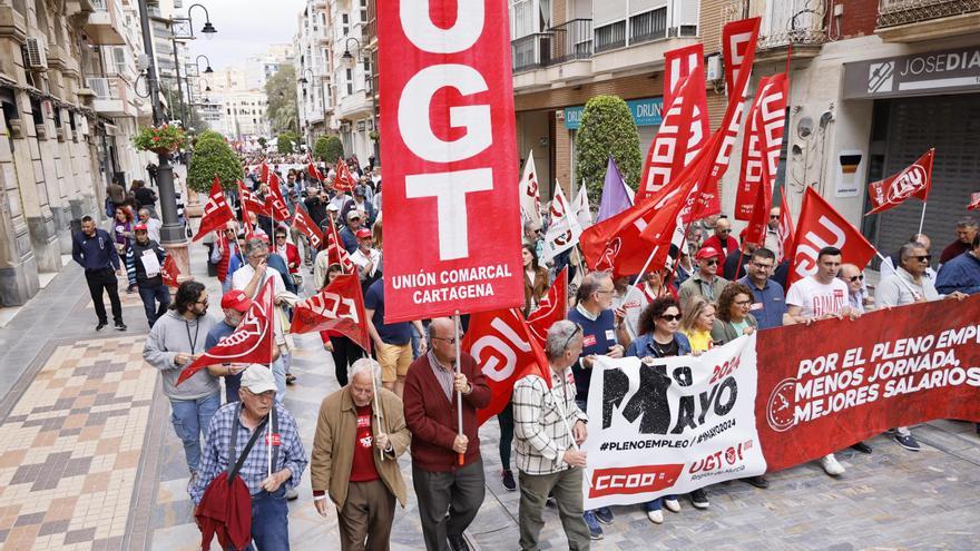 Las marchas de los trabajadores recorren las calles de Cartagena
