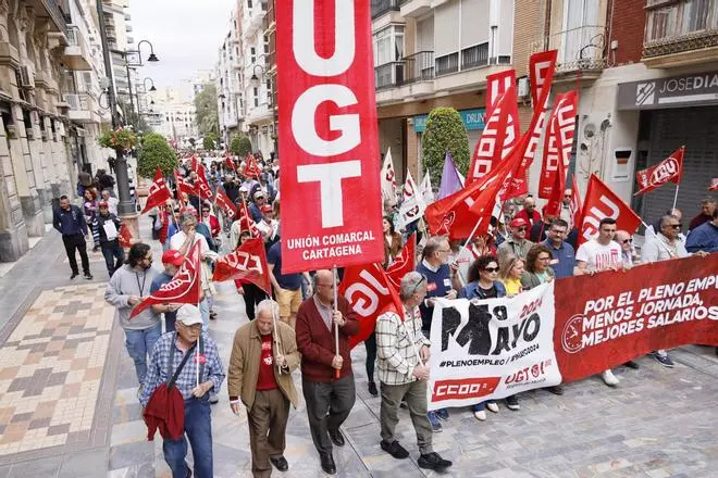 Las marchas de los trabajadores recorren las calles de Cartagena