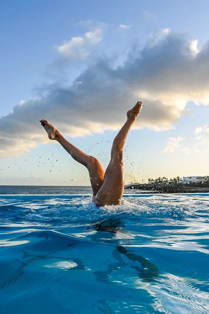 Exhibición del VIII Campus Lanzarote Sincro con Gemma Mengual, entre otras nadadoras